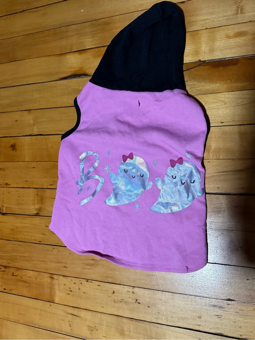 Vibrant Life Boo Dog Hoodie Pink and Black Size L